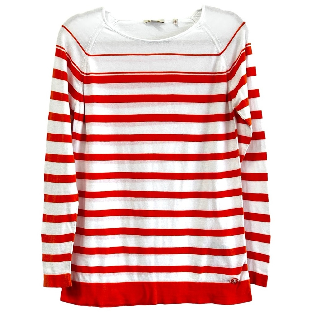Barbour Women’s Chock Striped Knit Long Sleeve Boat Neck in Marigold Top Sz 14 - Picture 3 of 9